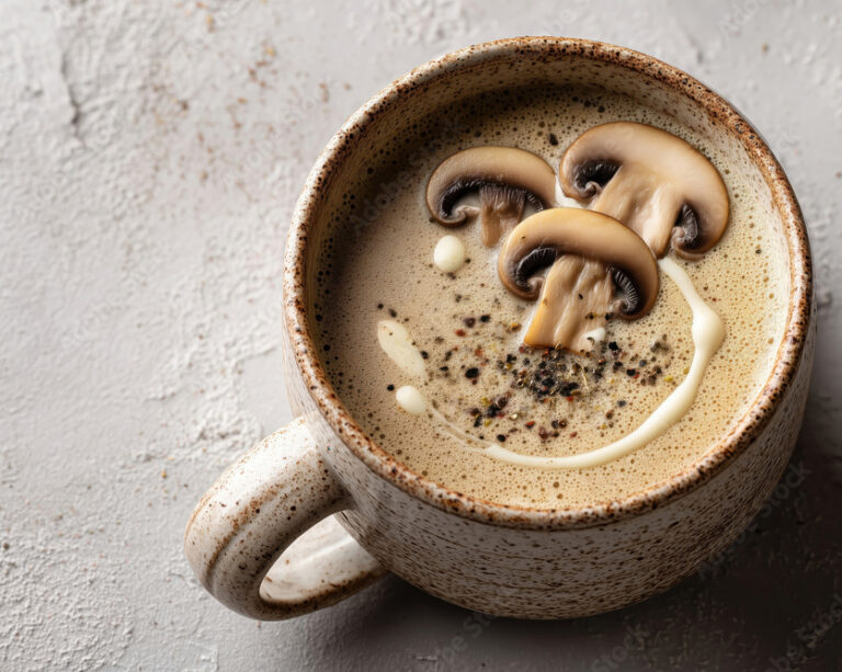 Handcrafted soup mug with free soup offer for donations at the Peninsula School of Art fundraiser.